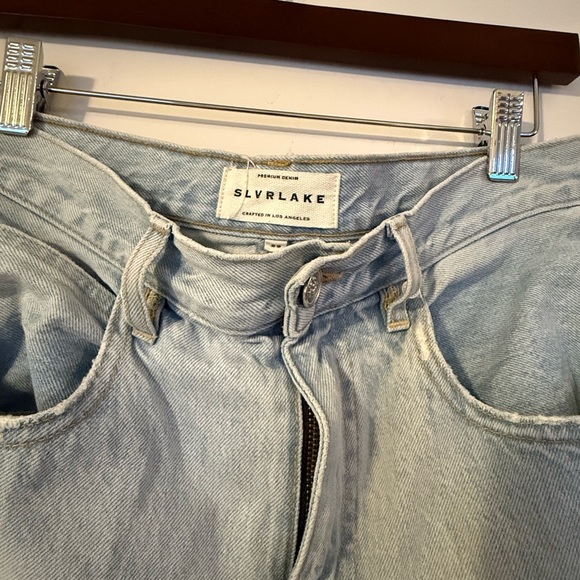 SLVRLAKE Light Blue Distressed Wide Leg Jeans - Picture 2 of 3